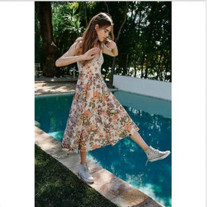 FREE PEOPLE LOVE YOU FLORAL COTTON MIDI DRESS